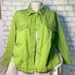 Lime Green Jewel Texas Cotton Jacket Size Large
